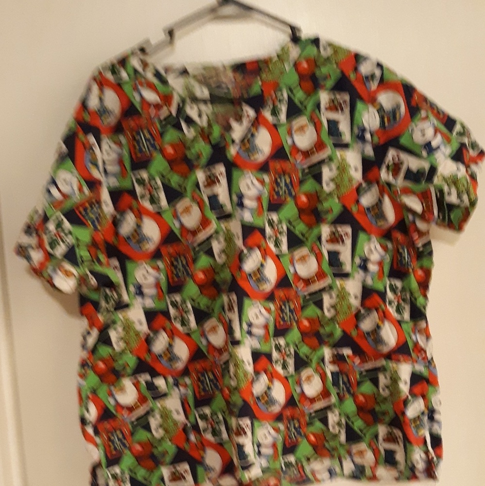 Christmas scrub top